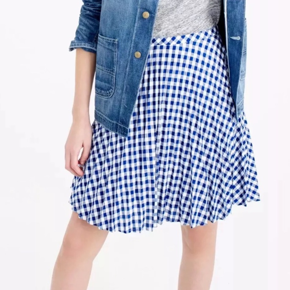 J. Crew Cobalt Blue Linen Gingham Skirt 0P